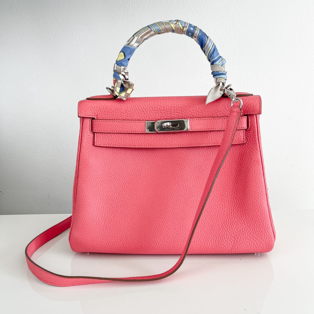 Hermes Rose Lipstick Togo Leather Kelly Retourne 28 Bag