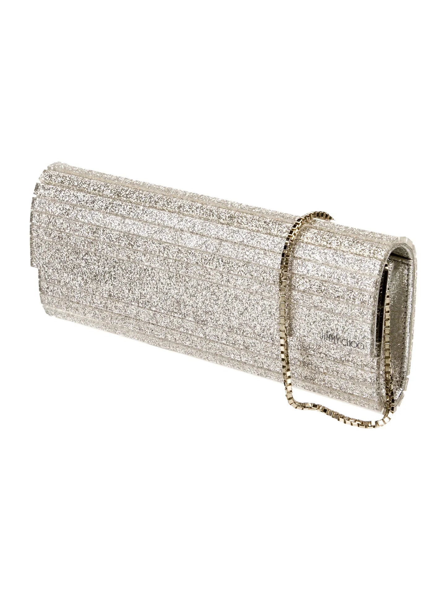 JIMMY CHOO GOLD CLUTCH WITH CHAIN-LINK STRAP
