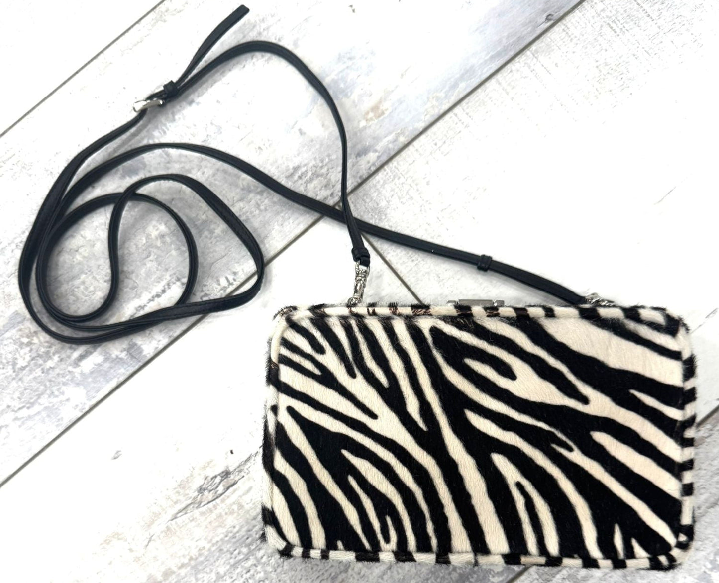 PRADA PONY HAIR ZEBRA CLUTCH WITH STRAP