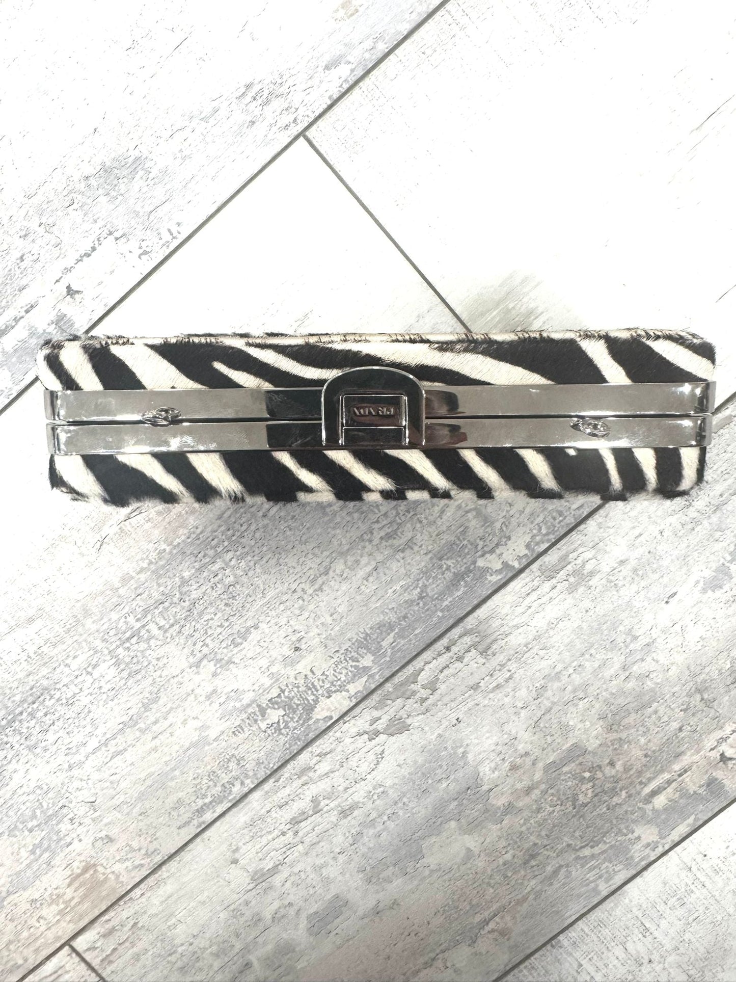 PRADA PONY HAIR ZEBRA CLUTCH WITH STRAP