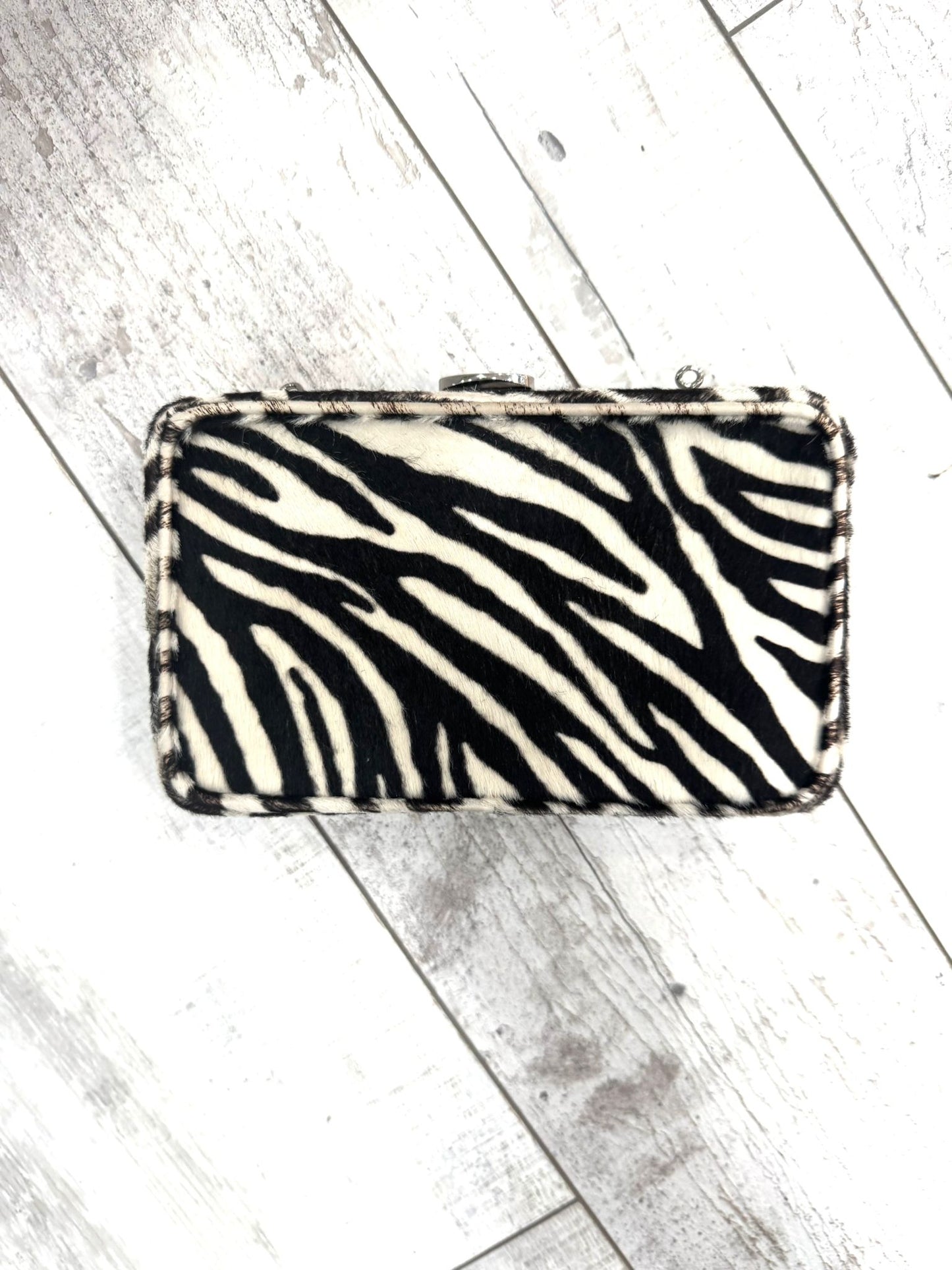PRADA PONY HAIR ZEBRA CLUTCH WITH STRAP