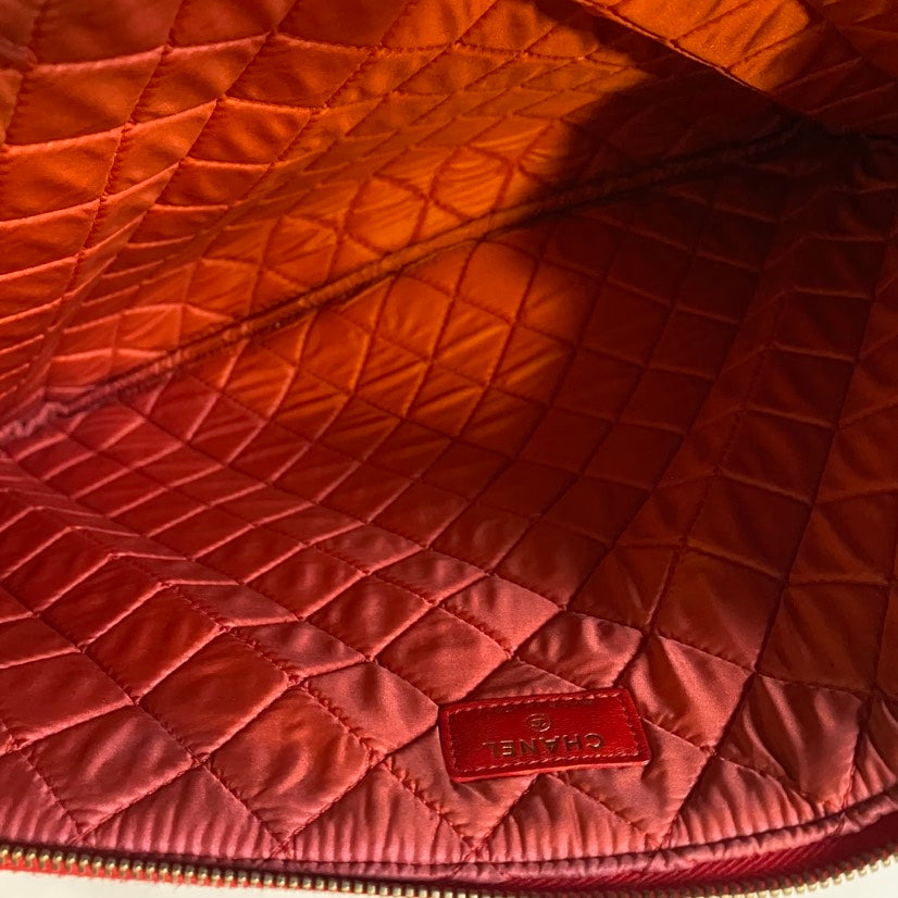 Chanel Quilted Red Leather Clutch Purse