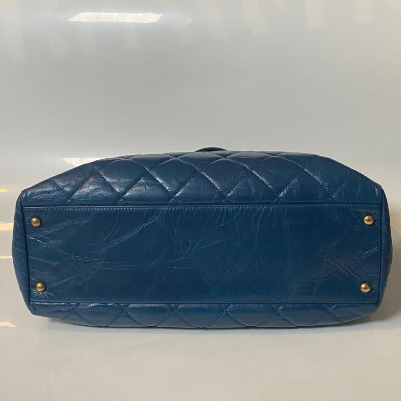Chanel Blue Quilted Leather Tote Bag