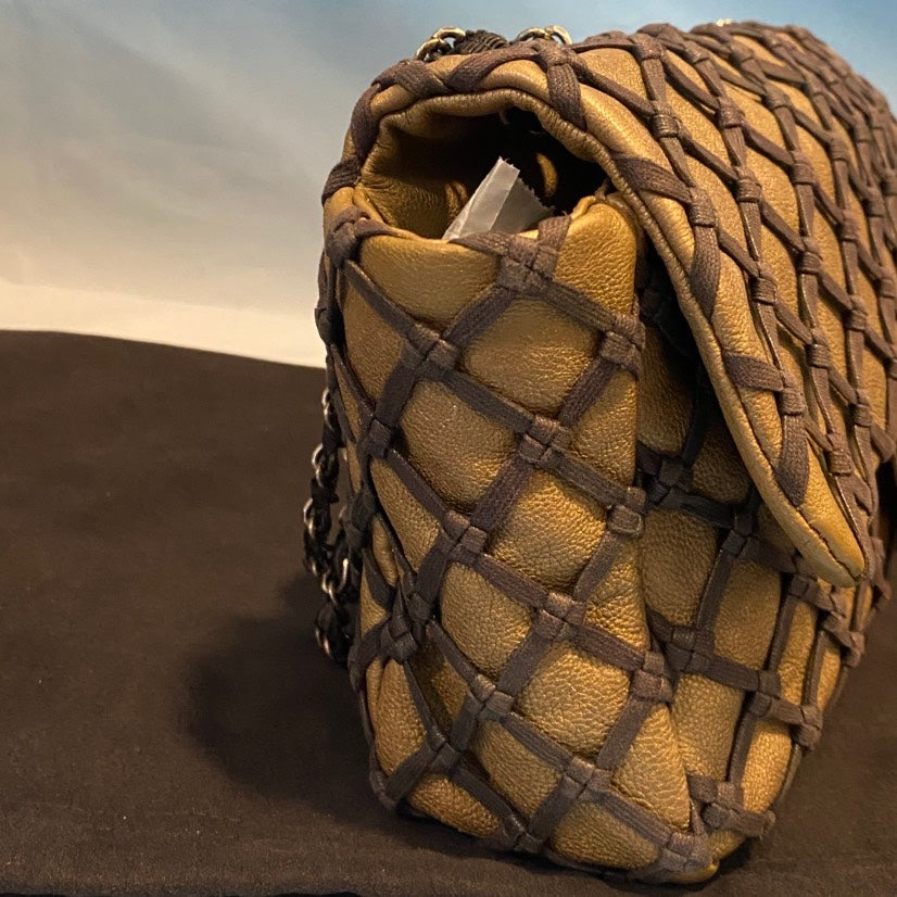 Chanel Quilted Satin Brown Clutch Bag