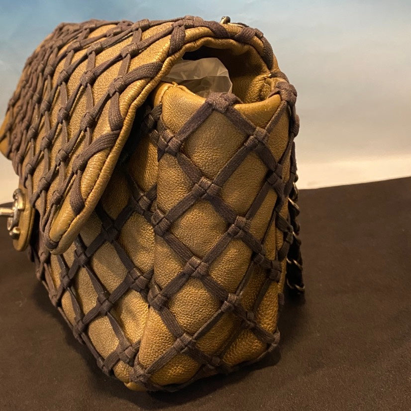 Chanel Quilted Satin Brown Clutch Bag