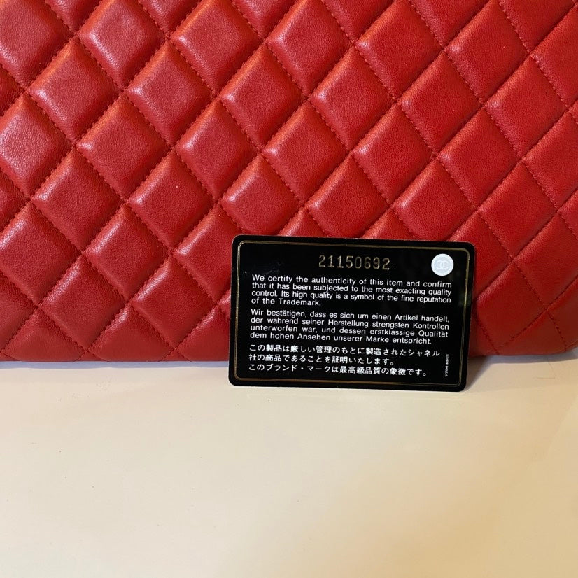 Chanel Quilted Burgundy Leather Clutch Bag