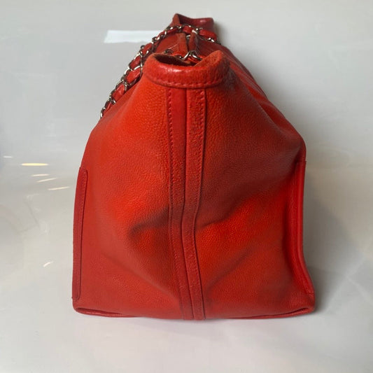 Preloved Chanel GST Red Caviar Leather Tote Bag with Pouch