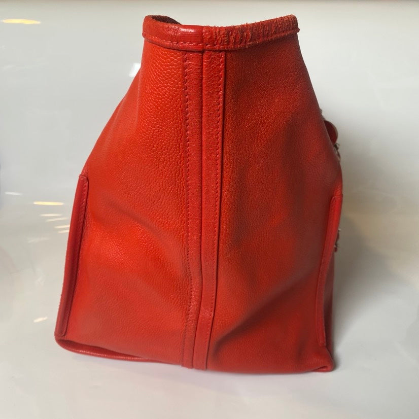 Preloved Chanel GST Red Caviar Leather Tote Bag with Pouch