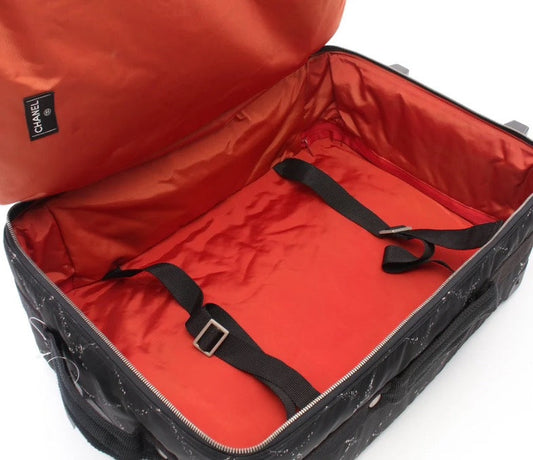 Chanel Black Canvas Luggage with Lock & Key Size 54