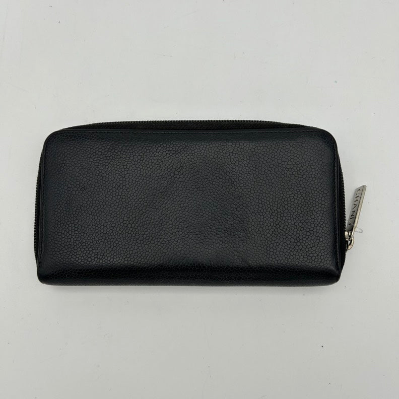 Chanel Black Leather Zip Around Clutch Wallet