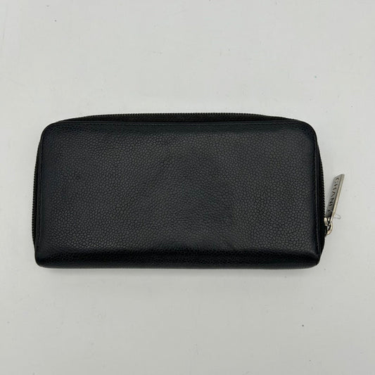 Chanel Black Leather Zip Around Clutch Wallet