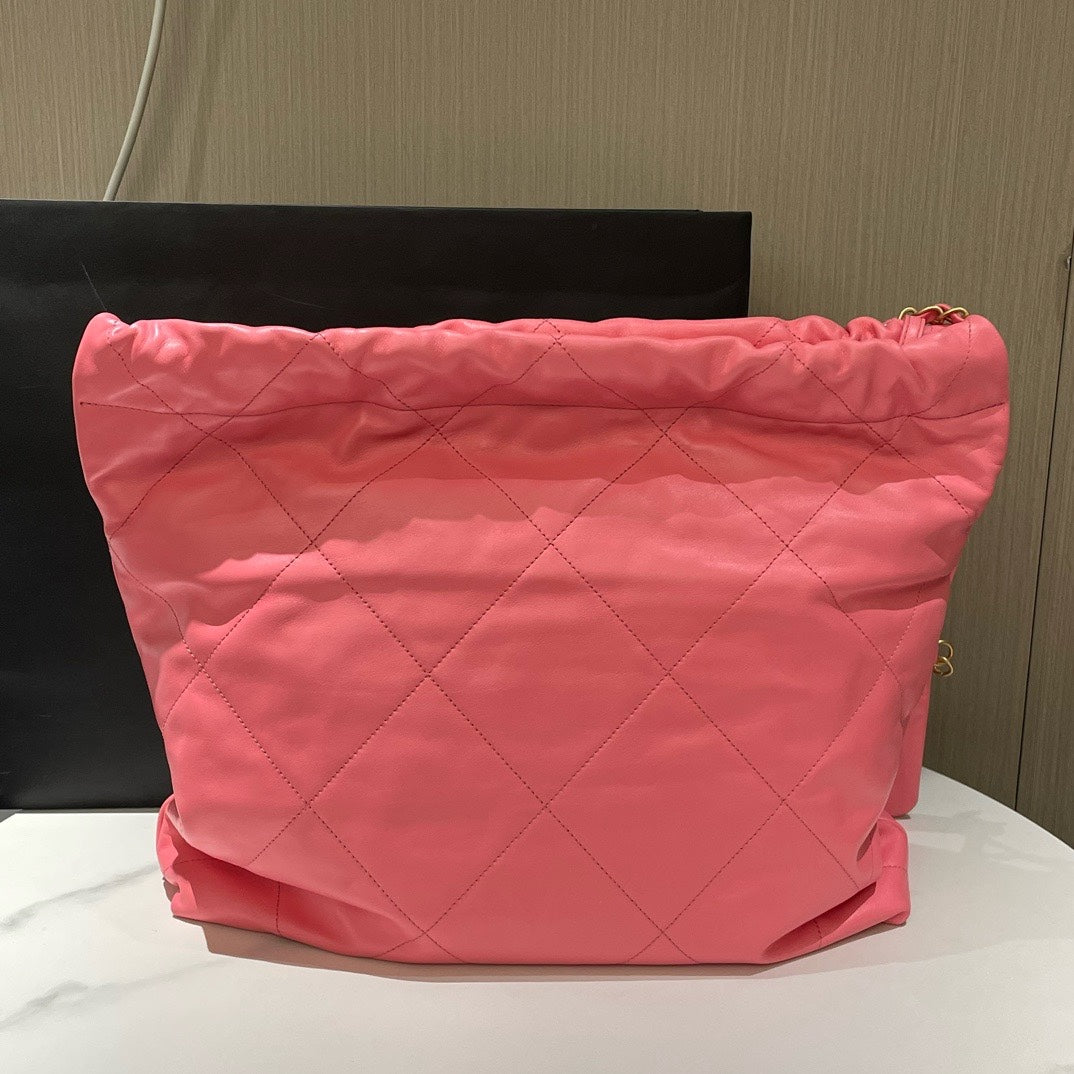 Chanel 22 Bag Small Pink Leather Shoulder Bag Microchip #11526