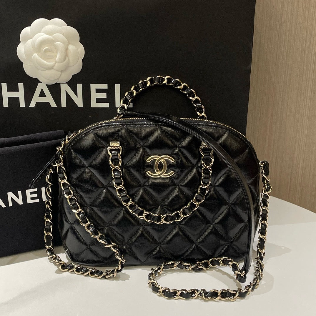 Chanel 24b Alma Handbag Small Black Leather