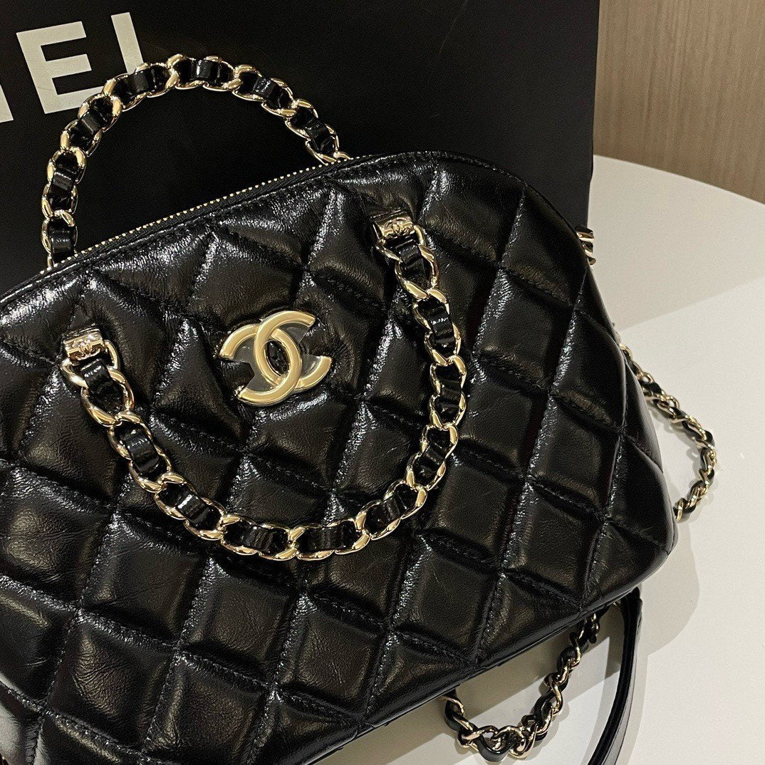 Chanel 24b Alma Handbag Small Black Leather