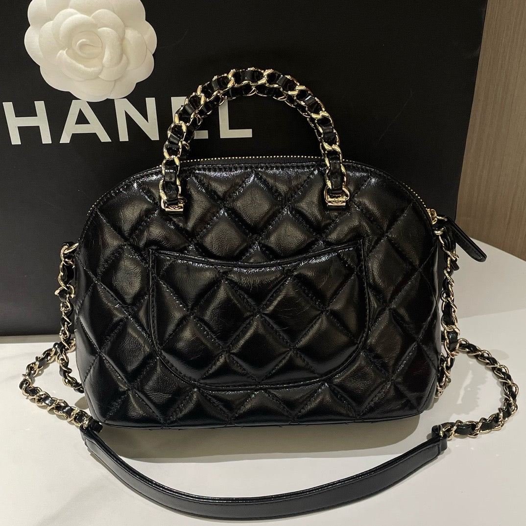 Chanel 24b Alma Handbag Small Black Leather