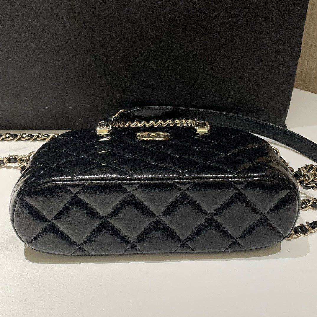 Chanel 24b Alma Handbag Small Black Leather