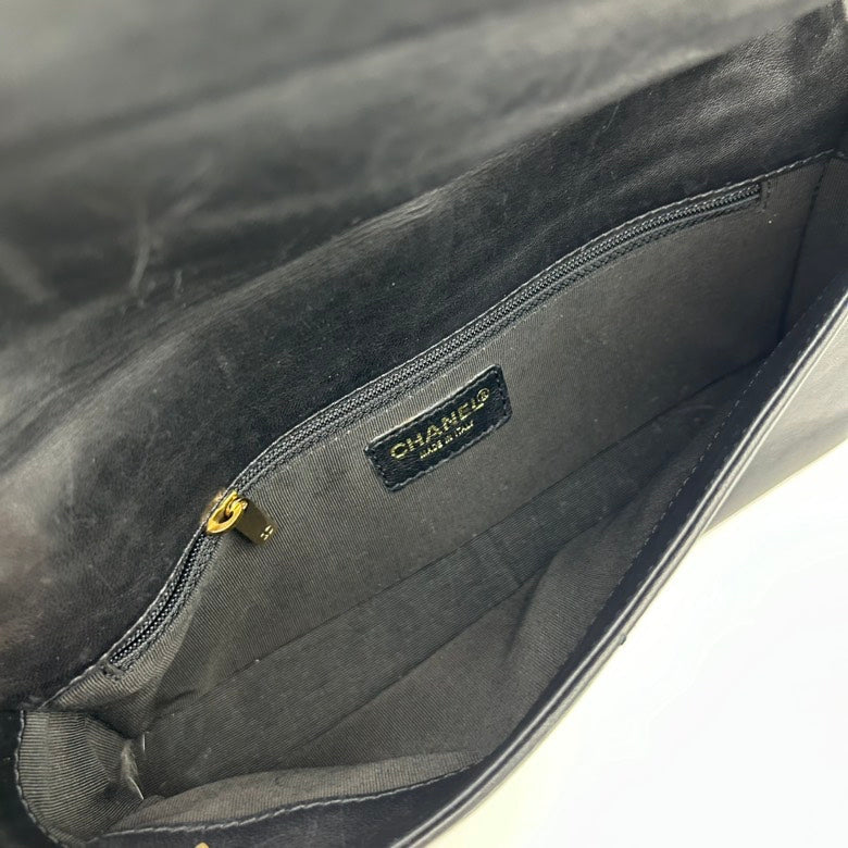 Chanel Black Quilted Leather Handbag Medium Size