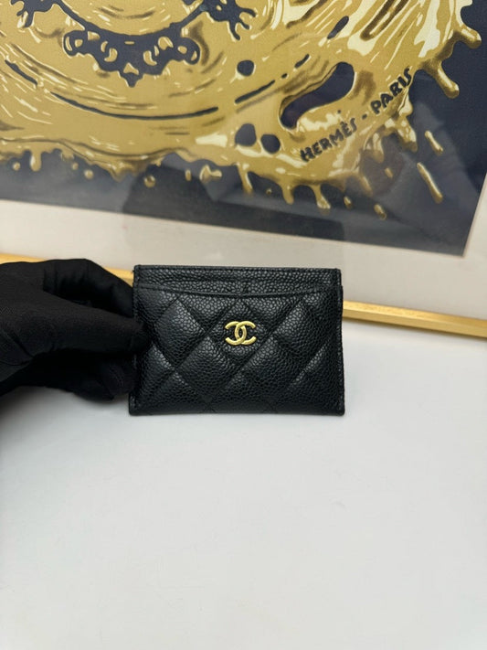 Chanel Black Caviar Quilted Cardholder Wallet