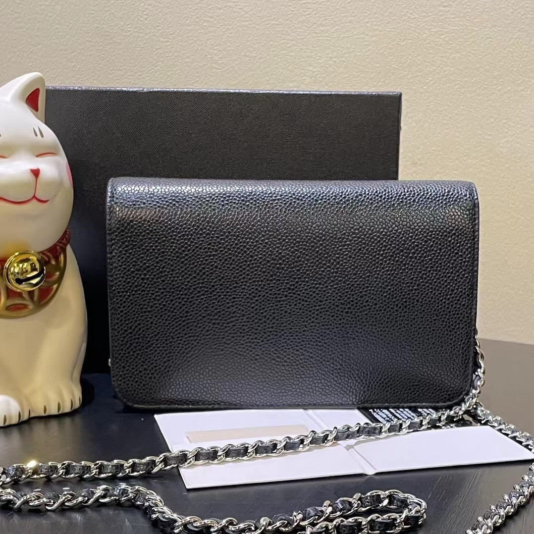 Chanel Black Leather Wallet on Chain Bag Medium