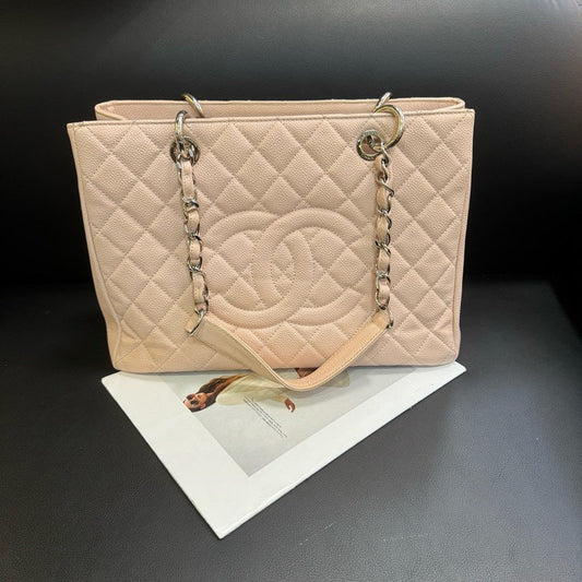 Chanel GST Caviar Beige Quilted Leather Tote Bag 36x24.5x15cm