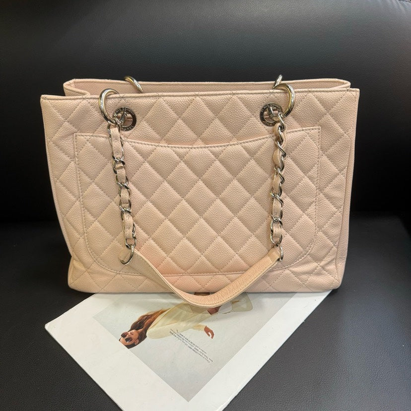 Chanel GST Caviar Beige Quilted Leather Tote Bag 36x24.5x15cm
