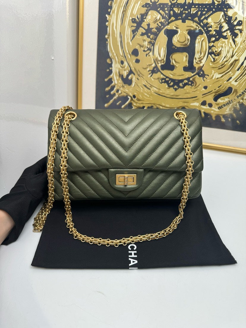 Chanel 2.55 Small Olive Green Handbag