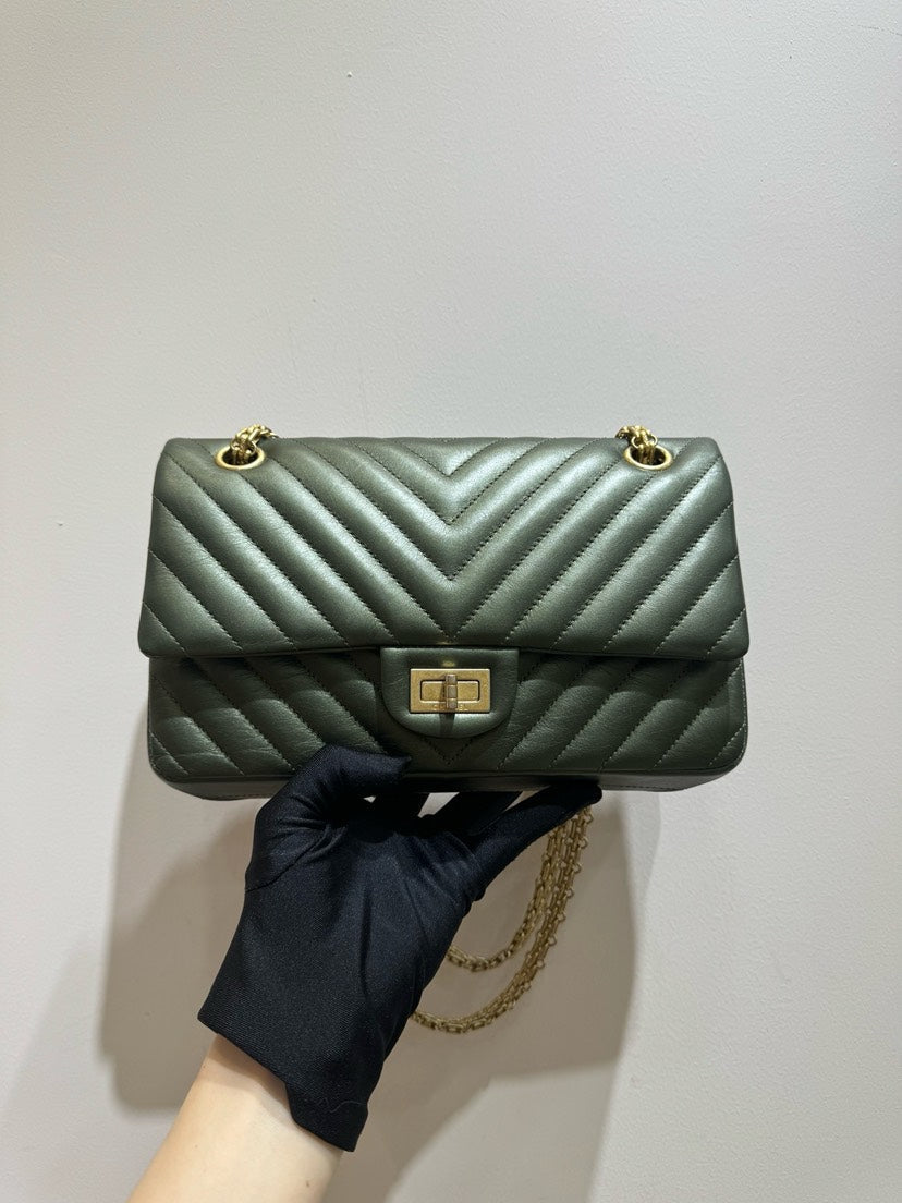 Chanel 2.55 Small Olive Green Handbag