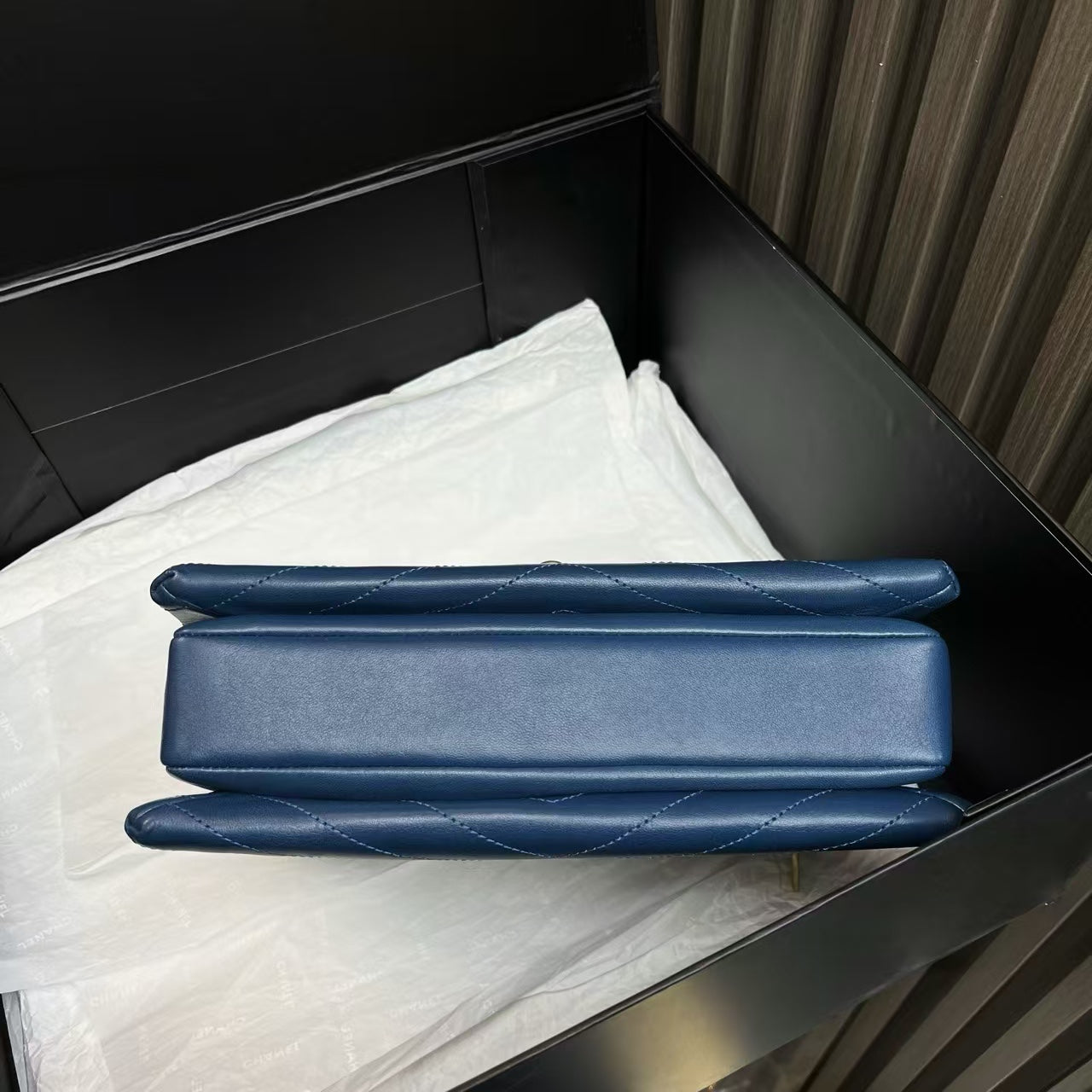 Chanel 2018 Flap Bag Blue Leather Shoulder Bag Preloved