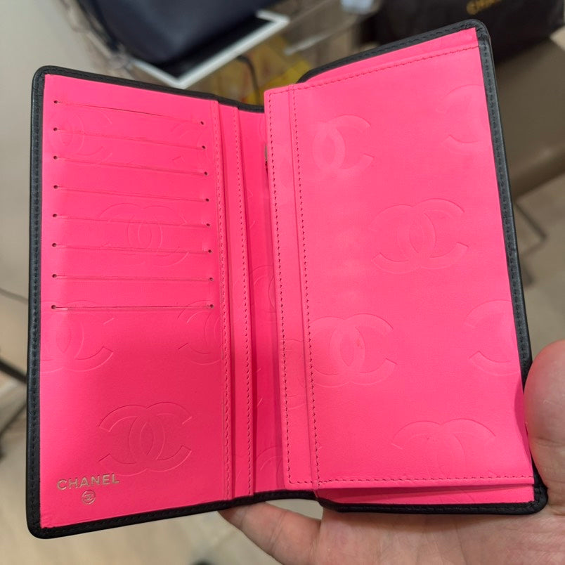 Chanel Black Quilted Leather Flap Wallet