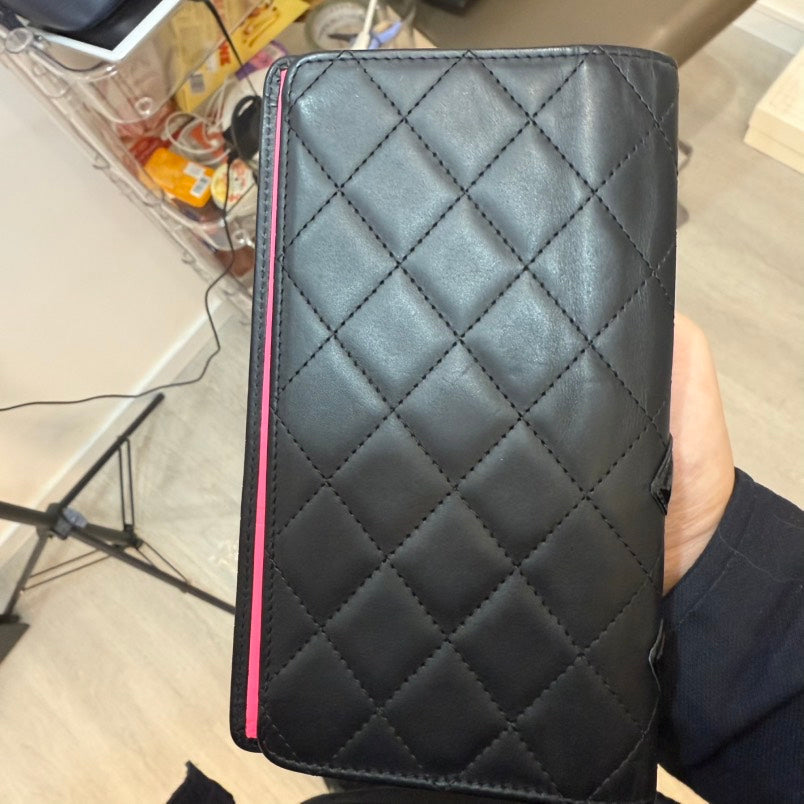Chanel Black Quilted Leather Flap Wallet