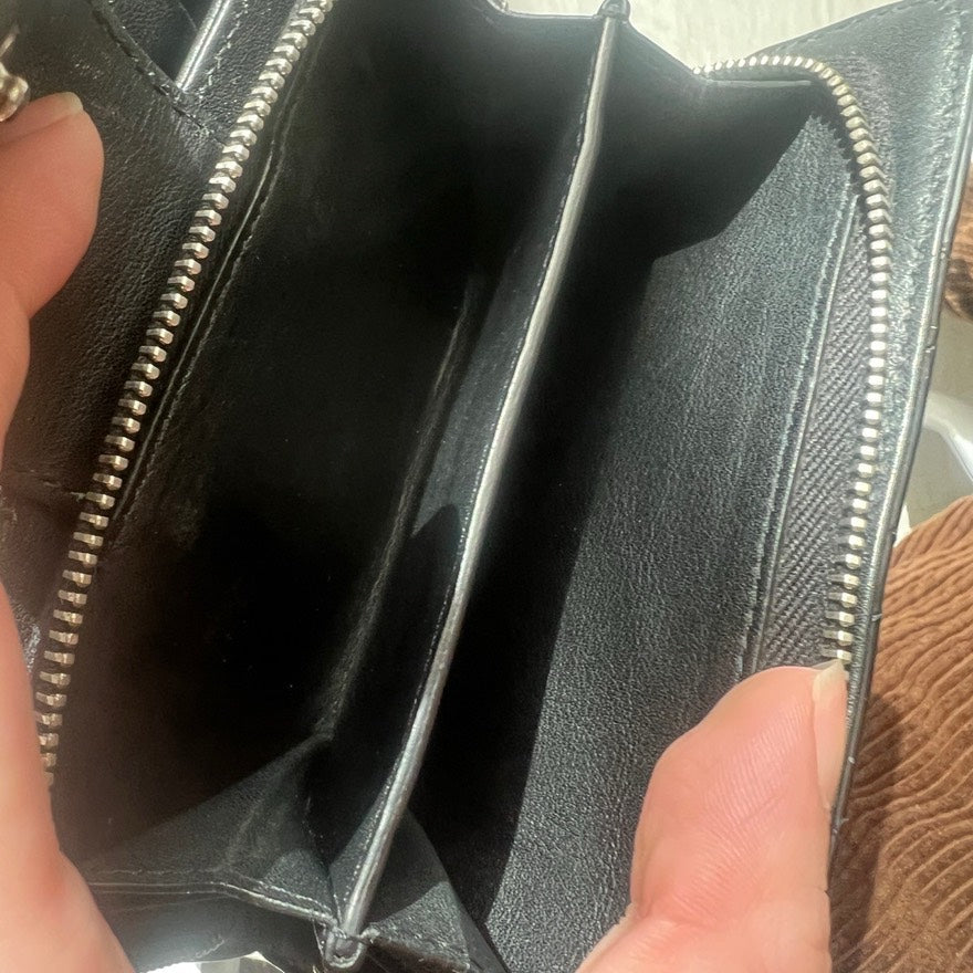 Chanel Black Patent Leather Quilted Wallet