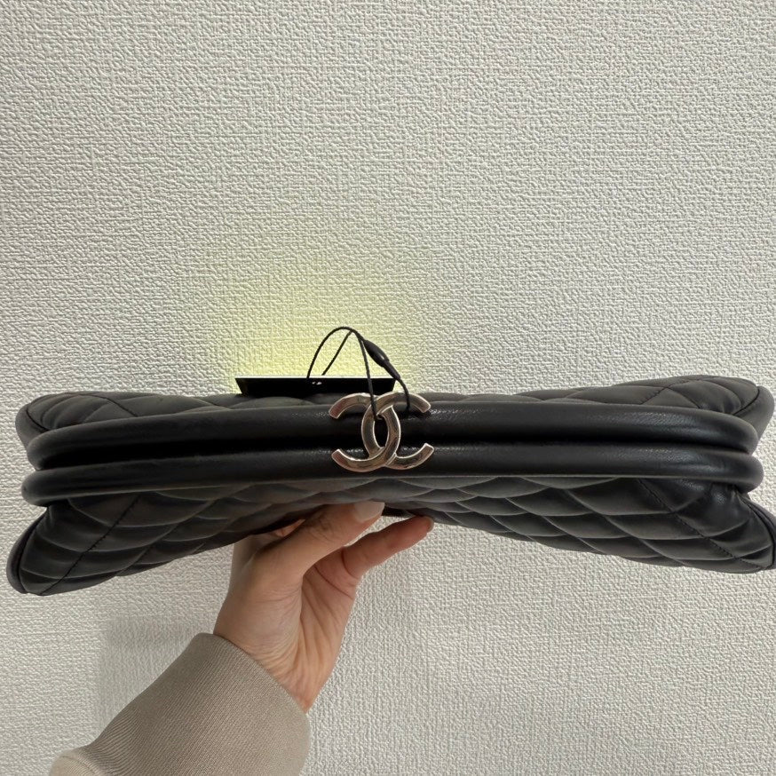 Preloved Chanel Lambskin Clutch Bag Black GT8111