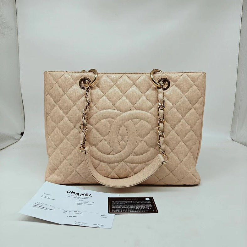 Chanel GST Classic Tote Beige Caviar Leather Bag