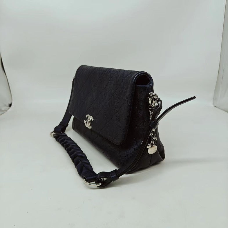 Chanel Black Calfskin Caviar Crossbody Bag