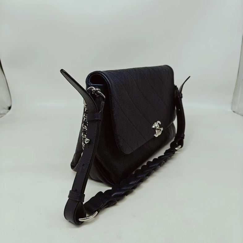 Chanel Black Calfskin Caviar Crossbody Bag