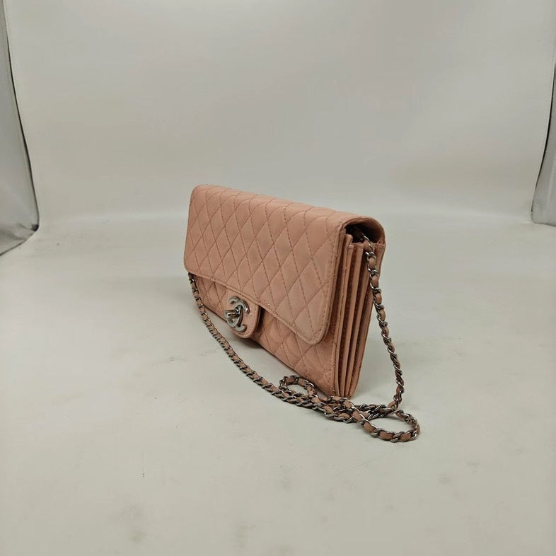 Chanel Nude Pink Patent Crossbody/Clutch Bag