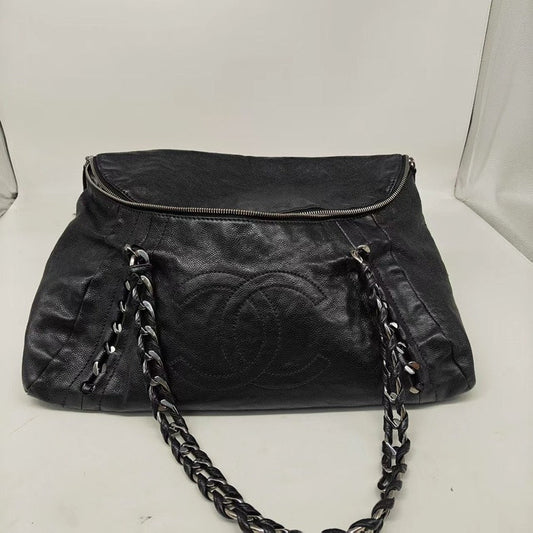 Chanel Black Calfskin Shoulder Bag - Vintage Luxury Handbag
