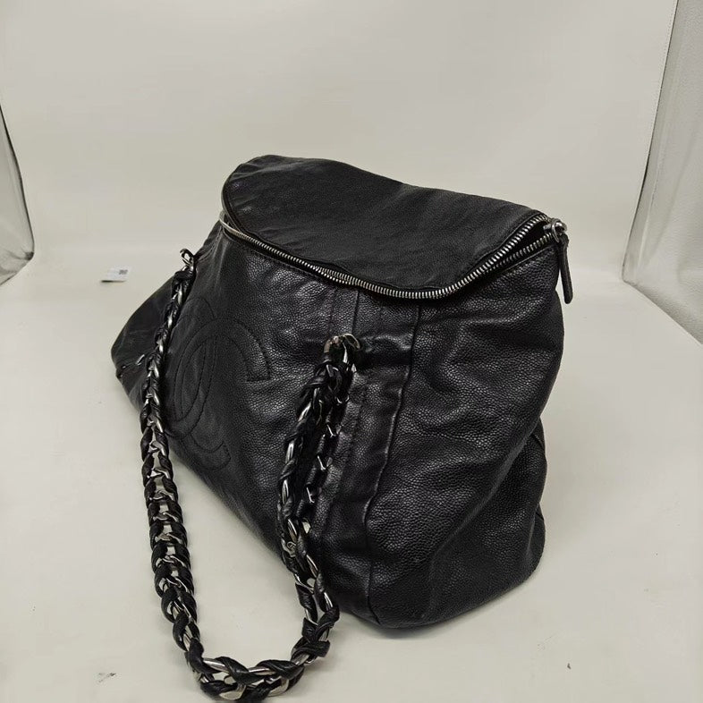 Chanel Black Calfskin Shoulder Bag - Vintage Luxury Handbag