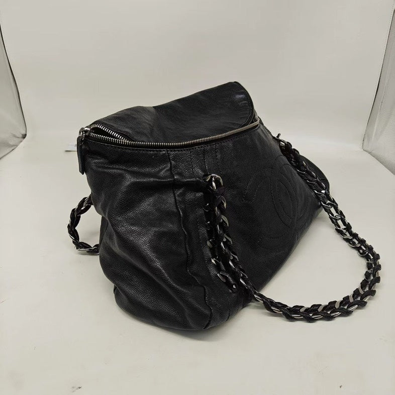 Chanel Black Calfskin Shoulder Bag - Vintage Luxury Handbag
