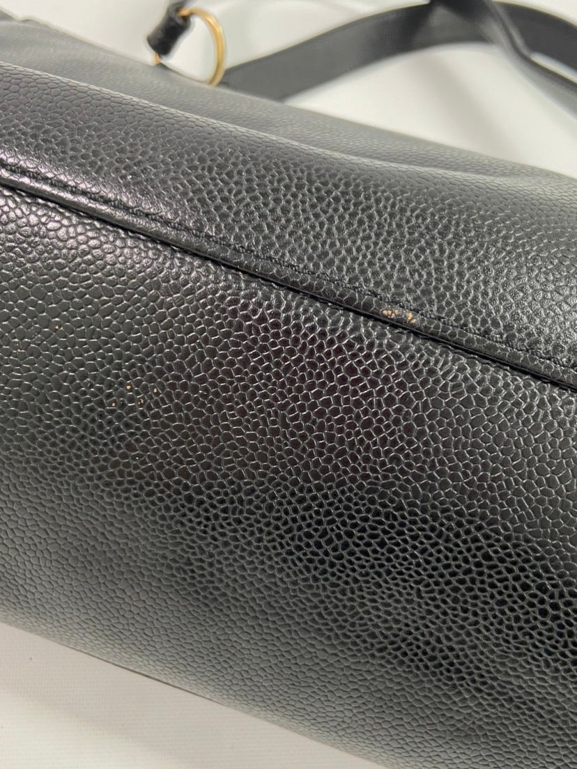CHANEL Black Caviar Leather Shoulder Bag