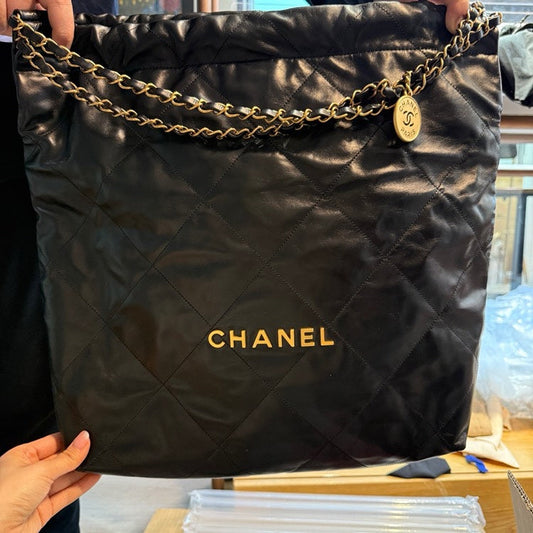 Chanel 22 Large Black Shoulder Bag with Dust Bag and Pouch