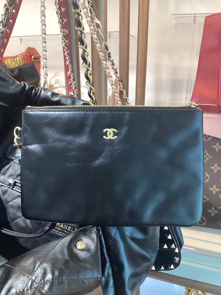 Chanel 22 Large Black Shoulder Bag with Dust Bag and Pouch