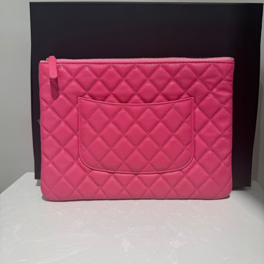 Chanel Caviar Clutch Pink Leather Preloved
