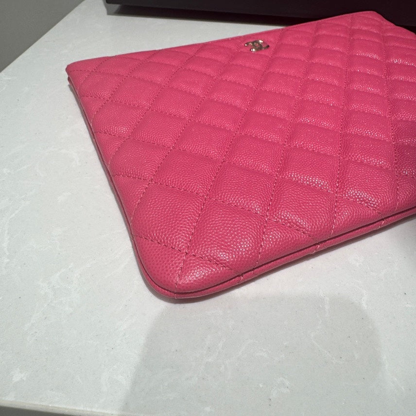 Chanel Caviar Clutch Pink Leather Preloved