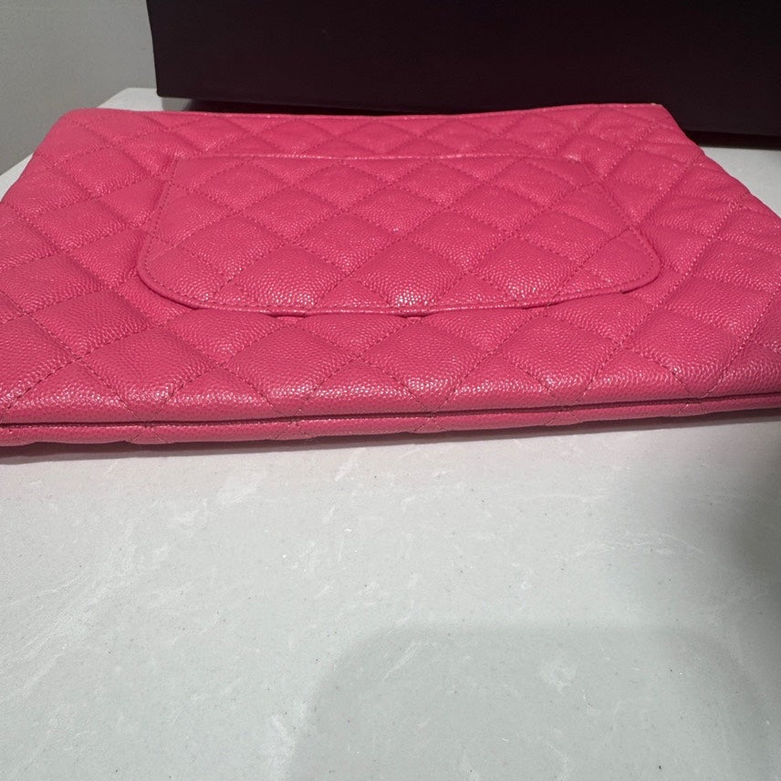 Chanel Caviar Clutch Pink Leather Preloved