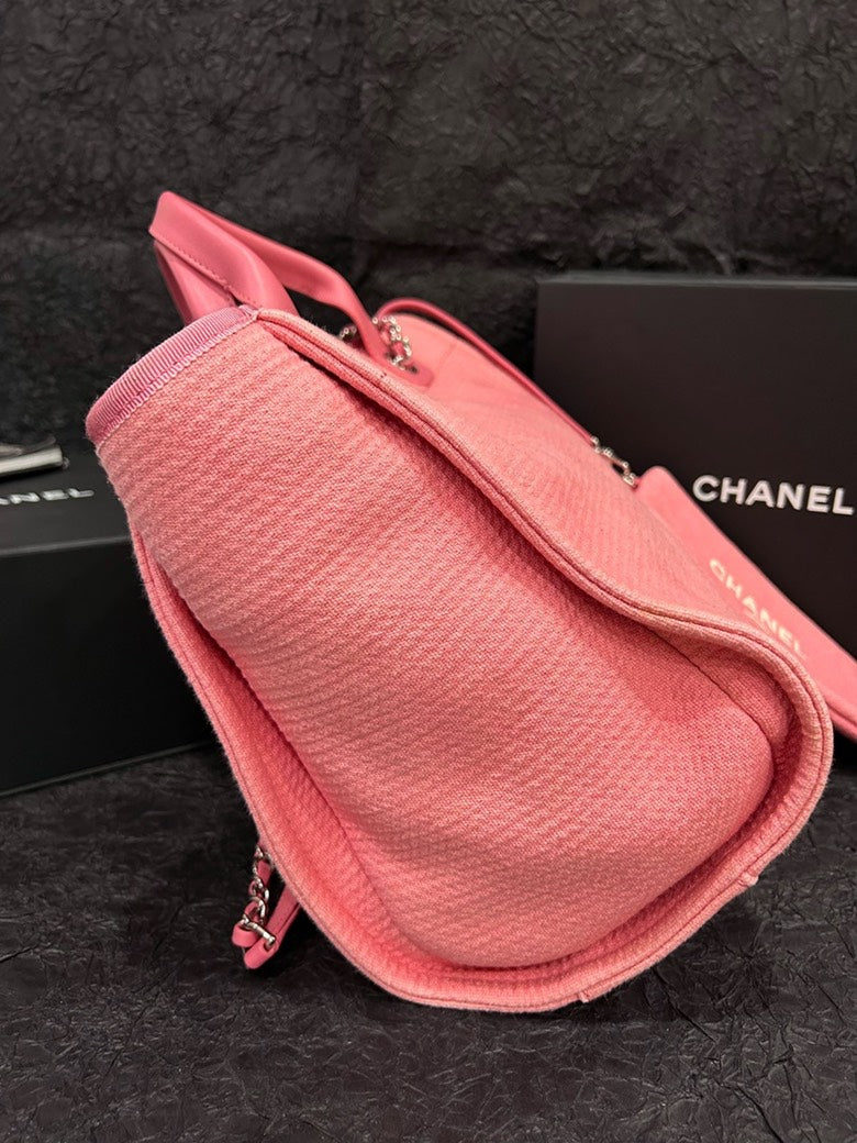 Chanel Deauville Pink Canvas Tote Bag