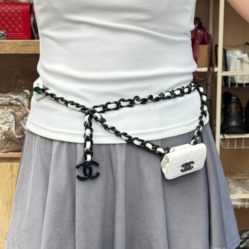 Chanel Belt Bag White Leather Waist Bag