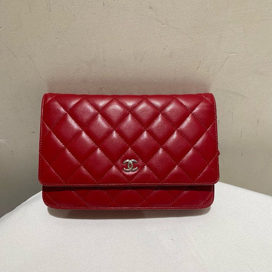 Chanel Preloved CF WOC Red Lambskin Leather Clutch