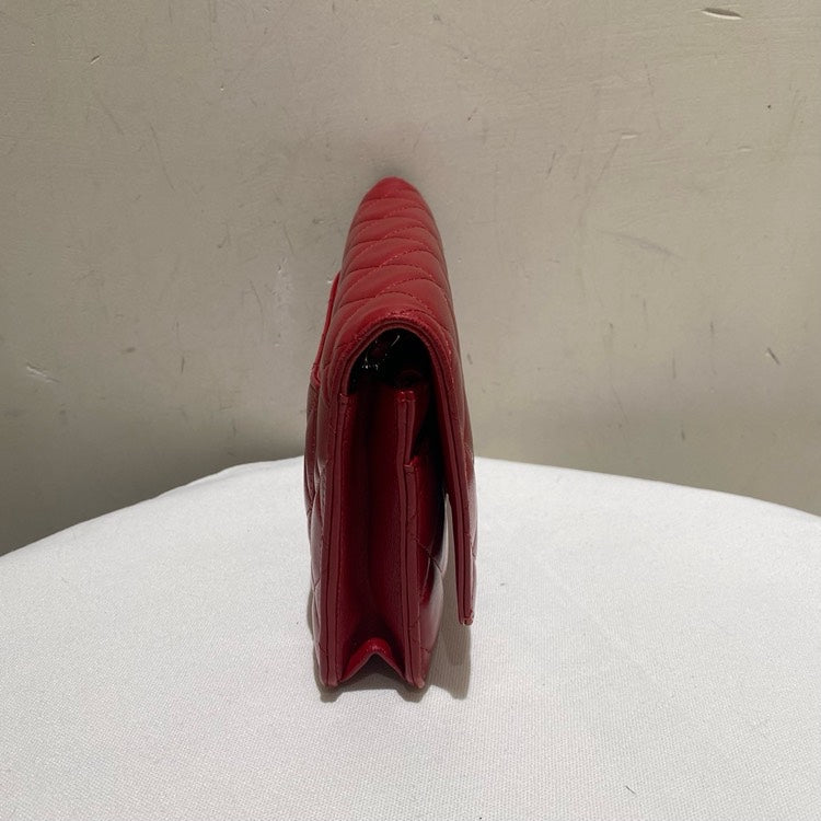 Chanel Preloved CF WOC Red Lambskin Leather Clutch