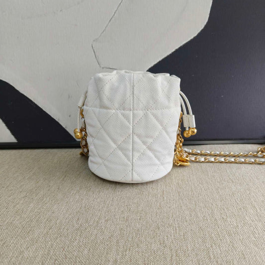 Chanel Quilted White Bucket Bag